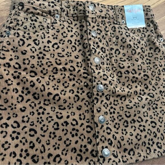 NWT!! Girl's Cat & Jack Leopard Print Skirt- Black/Brown, XL (14/16), Stretch - Picture 4 of 9